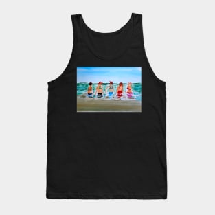 Girls at Beach Watercolor Painting Tank Top